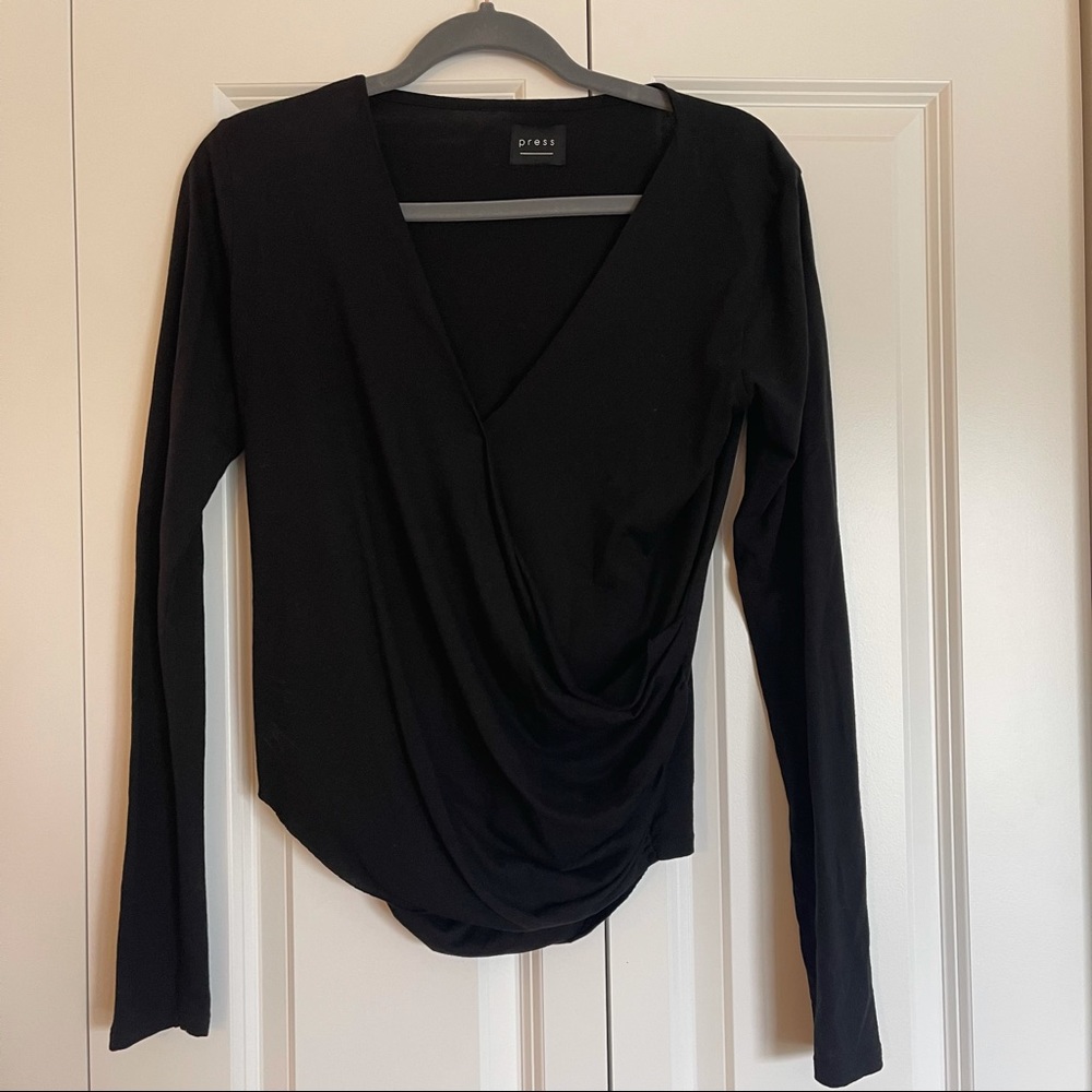 Press Black faux wrap top